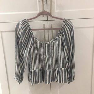 Navy Striped off shoulder top
